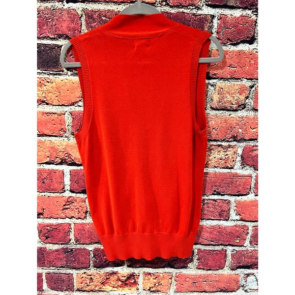 LL Bean Vintage Sleeveless Orange Cardigan Vest - Size XS - Picture 2 of 4